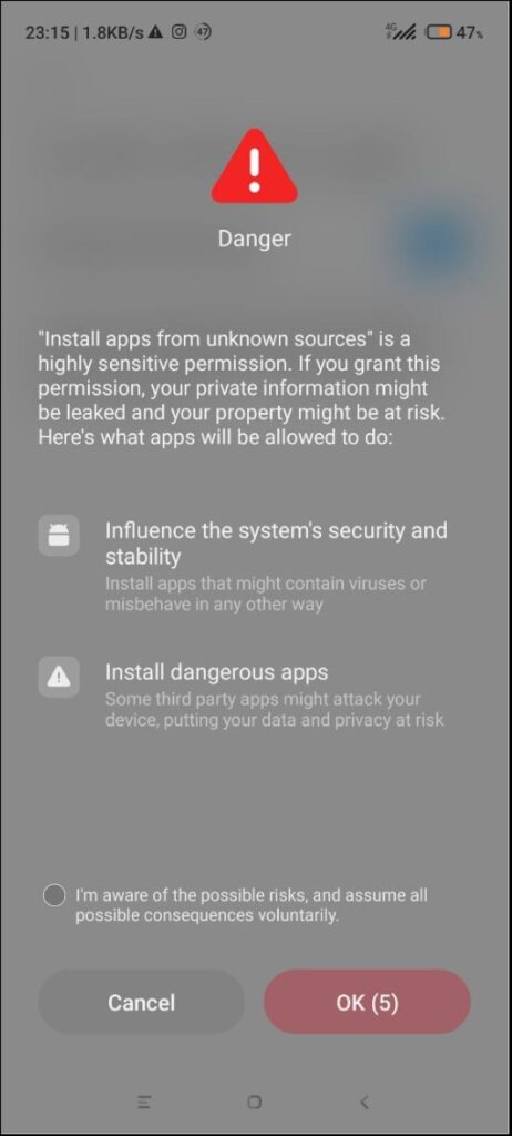 Confirmer l'installation à partir de sources inconnues