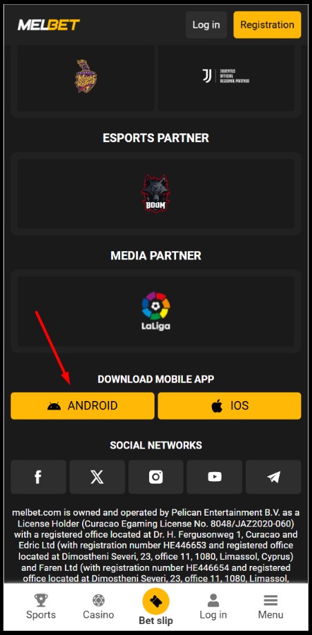 Télécharger l'APK MelBet depuis le site officiel