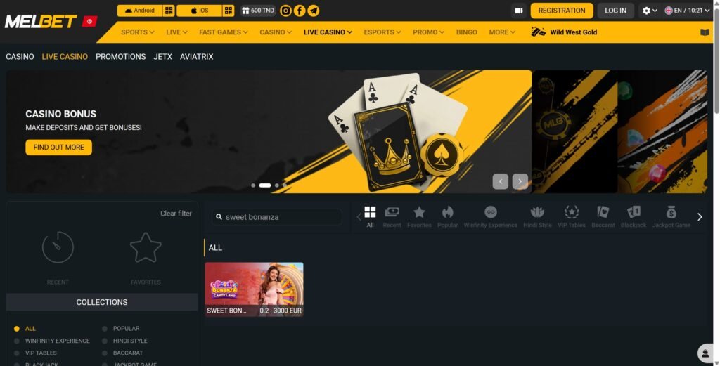Play Sweet Bonanza Candyland at MelBet on desktop - Step 2