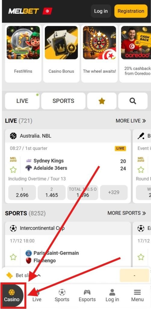 Play Sweet Bonanza at MelBet on mobile - Step 1