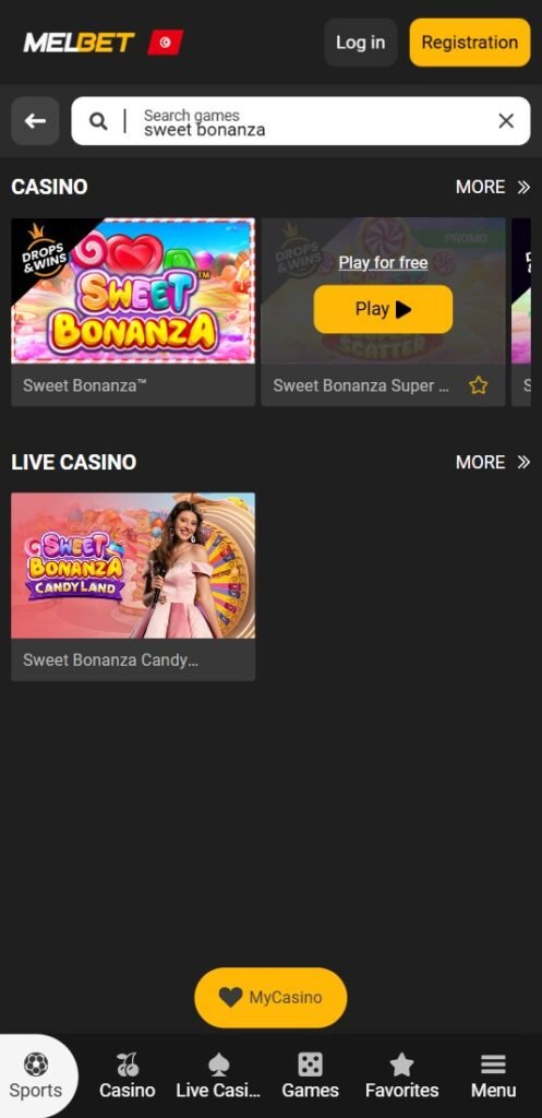 Play Sweet Bonanza at MelBet on mobile - Step 3